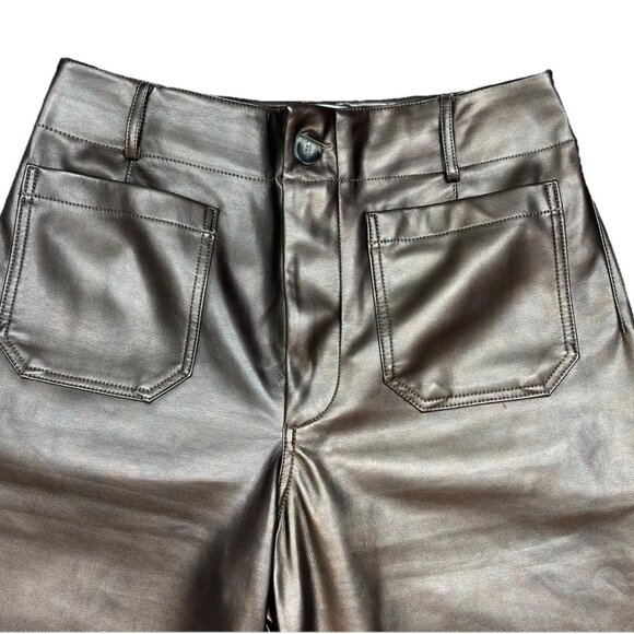 The Colette Cropped Wide-Leg Pants by Maeve: Faux-Leather Edition - Brown - 30 - Picture 7 of 11